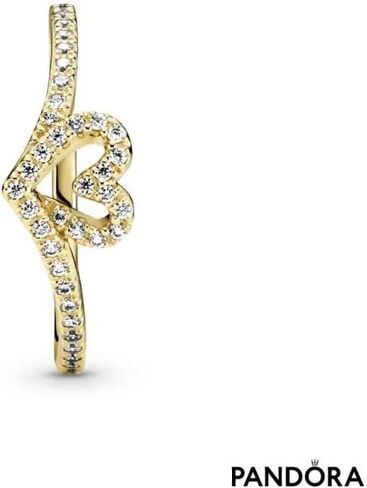 Pandora Timeless Wish Sparkling Heart Ring - Gift for Her 14k Gold-Plated Shine with Cubic Zirconia in Saudi Arabia