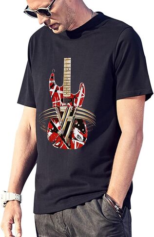 Vintage Classic Guitar T Shirt 1970s Outfits for Men Tee T-Shirt Black in Saudi Arabia