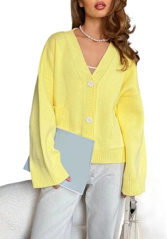 SHINFY Women's Cardigan Sweaters Fall Button Long Sleeve Knit Cardigans Sweater Work Casual Outwear with Pockets in Saudi Arabia