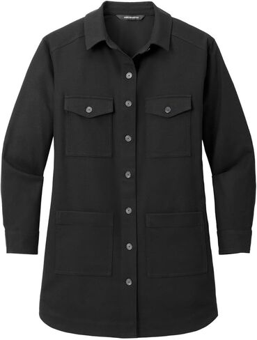 Women's Long Sleeve Twill Overshirt | Women's Long Sleeve Shacket with Pockets, Button Up Overshirt Jacket in Saudi Arabia