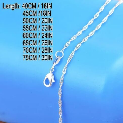 1pc 2.2MM Water Ripple Chain Necklace with Lobster, Dainty Chain Necklaces for Women （16/18/20/22/24Inches） in Saudi Arabia