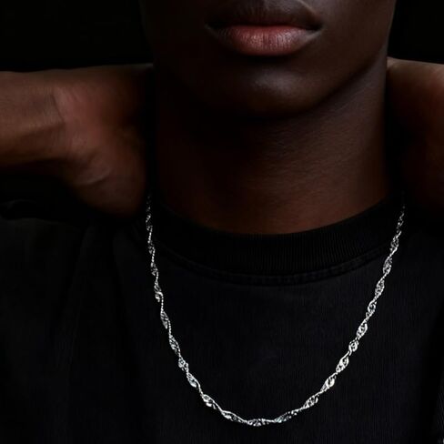 1pc 2.2MM Water Ripple Chain Necklace with Lobster, Dainty Chain Necklaces for Women （16/18/20/22/24Inches） in Saudi Arabia