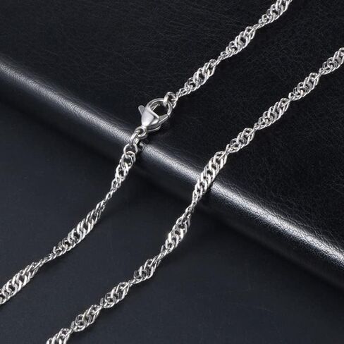 1pc 2.2MM Water Ripple Chain Necklace with Lobster, Dainty Chain Necklaces for Women （16/18/20/22/24Inches） in Saudi Arabia
