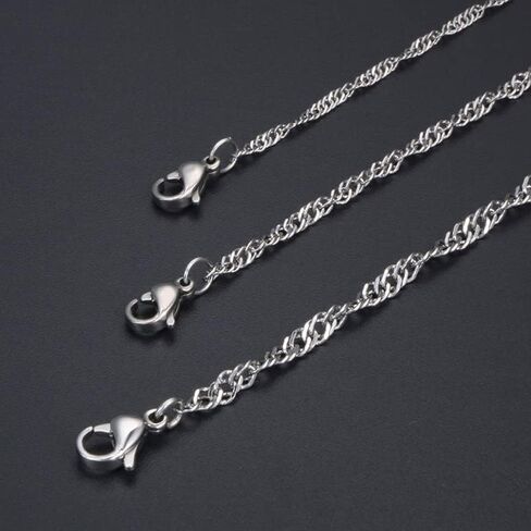 1pc 2.2MM Water Ripple Chain Necklace with Lobster, Dainty Chain Necklaces for Women （16/18/20/22/24Inches） in Saudi Arabia