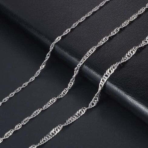 1pc 2.2MM Water Ripple Chain Necklace with Lobster, Dainty Chain Necklaces for Women （16/18/20/22/24Inches） in Saudi Arabia