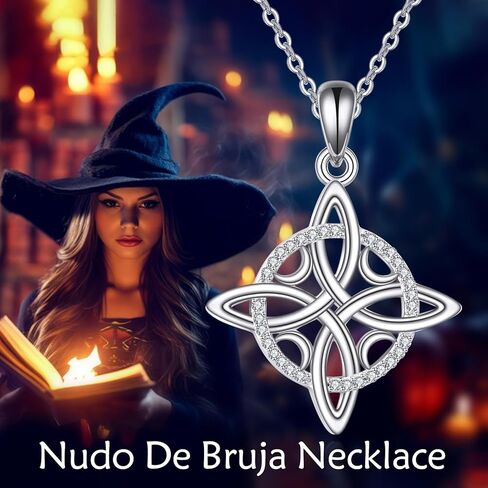 عقد الساحرات 925 فضة الساحرات الأصلي Amuletos de Proteccion Nudo de Bruja Plata قلادة مجوهرات هدايا للنساء in Saudi Arabia