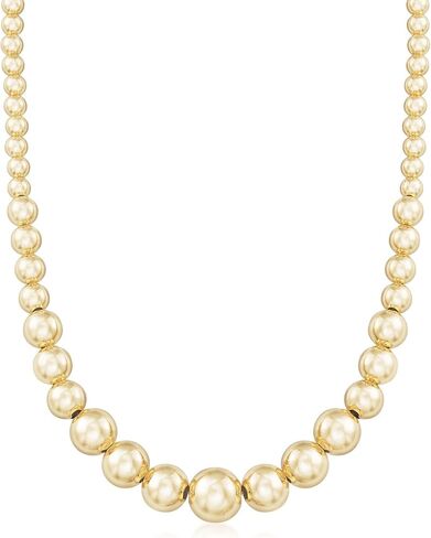 Ross-Simons Italian 6-14mm 18kt Gold Over Sterling Silver Bead Graduated Necklace in Saudi Arabia