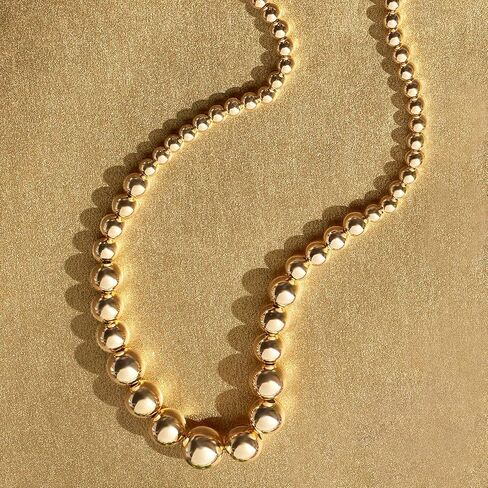 Ross-Simons Italian 6-14mm 18kt Gold Over Sterling Silver Bead Graduated Necklace in Saudi Arabia