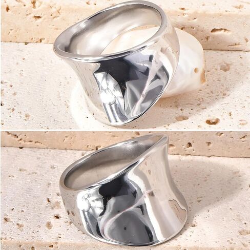 Stackable Ring for Women - Stainless Steel Wide Band Ring, Minimalist Design, Durable Finish in Saudi Arabia