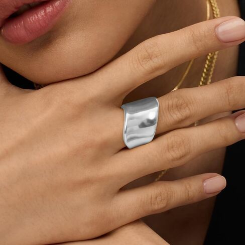Stackable Ring for Women - Stainless Steel Wide Band Ring, Minimalist Design, Durable Finish in Saudi Arabia