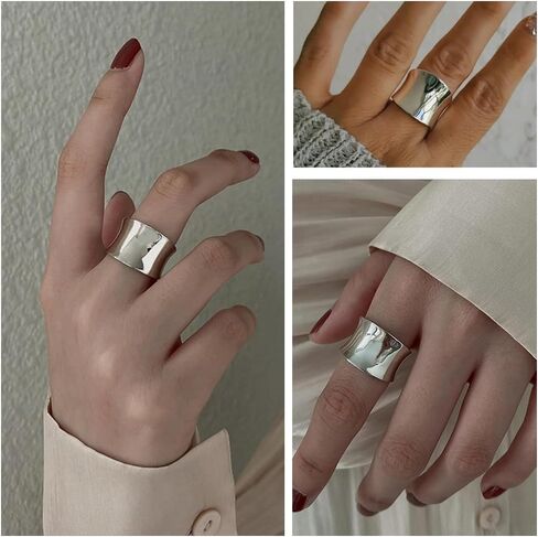 Stackable Ring for Women - Stainless Steel Wide Band Ring, Minimalist Design, Durable Finish in Saudi Arabia