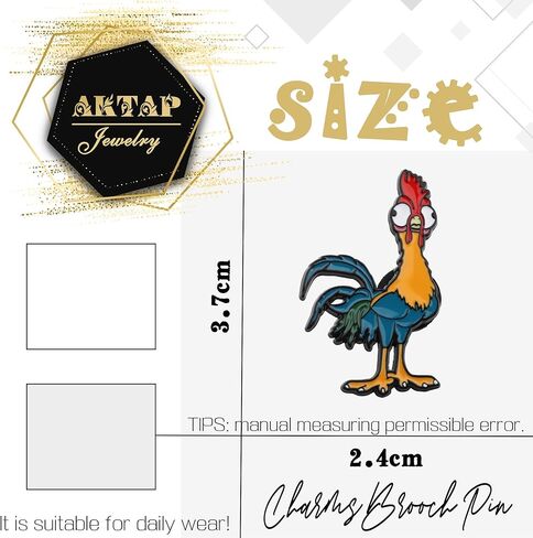 AKTAP Cartoon Chicken Brooch Pins Ocean Movie Theme Gifts Anime Character Accessories for Fans Rooster Backpack Clothes in Saudi Arabia