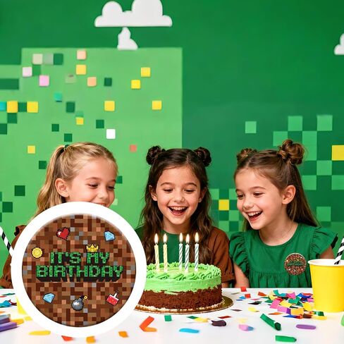 SAVITA Pixel Theme Birthday Pin, 2.28in/5.8cm Round Video Game Birthday Badge for Pixel Theme Party Celebration in Saudi Arabia