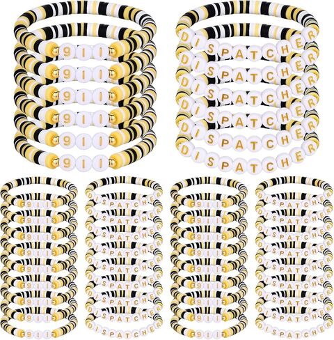 48 Pcs 911 Dispatcher Appreciation Gift Bulk for Women Beaded Bracelets Bulk National Telecommunicators Week Gifts Stackable Elastic Layering Bracelets Emergency Operator Responder Dispatcher Gift in Saudi Arabia