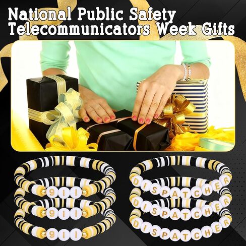 48 Pcs 911 Dispatcher Appreciation Gift Bulk for Women Beaded Bracelets Bulk National Telecommunicators Week Gifts Stackable Elastic Layering Bracelets Emergency Operator Responder Dispatcher Gift in Saudi Arabia