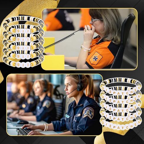 48 Pcs 911 Dispatcher Appreciation Gift Bulk for Women Beaded Bracelets Bulk National Telecommunicators Week Gifts Stackable Elastic Layering Bracelets Emergency Operator Responder Dispatcher Gift in Saudi Arabia