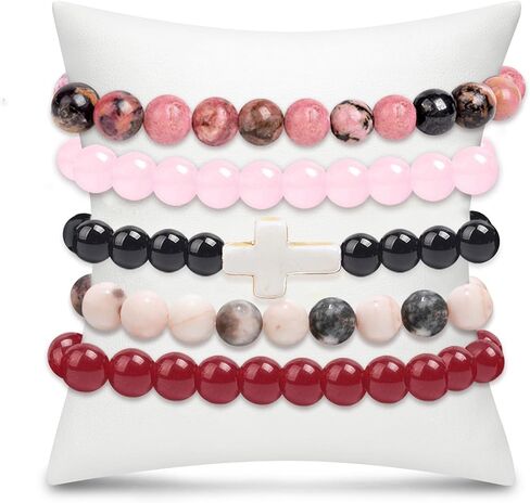 BROCC 5PCS Natural Healing Crystal Bracelets for Women Men 8mm Beaded Stretch Bracelet Semi-Precious Gemstone Bracelets Jewelry Set in Saudi Arabia