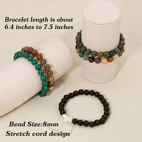 BROCC 5PCS Natural Healing Crystal Bracelets for Women Men 8mm Beaded Stretch Bracelet Semi-Precious Gemstone Bracelets Jewelry Set in Saudi Arabia