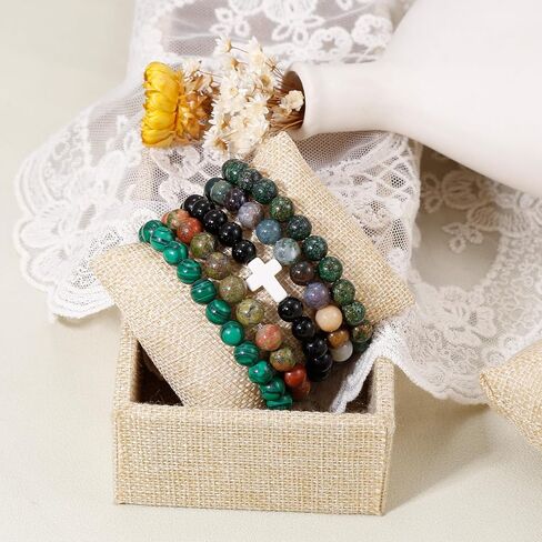 BROCC 5PCS Natural Healing Crystal Bracelets for Women Men 8mm Beaded Stretch Bracelet Semi-Precious Gemstone Bracelets Jewelry Set in Saudi Arabia