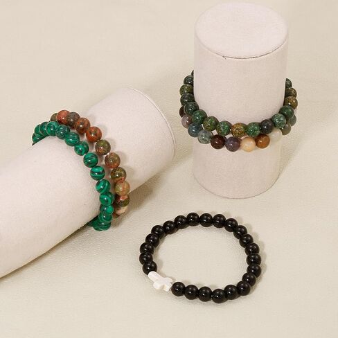 BROCC 5PCS Natural Healing Crystal Bracelets for Women Men 8mm Beaded Stretch Bracelet Semi-Precious Gemstone Bracelets Jewelry Set in Saudi Arabia