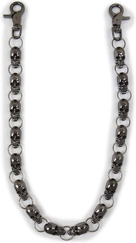 Men Women Fashion Wallet Chain Pewter Color Metal Skeleton Skulls Charms in Saudi Arabia