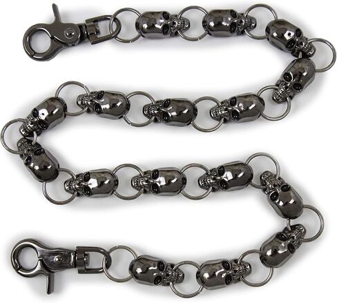Men Women Fashion Wallet Chain Pewter Color Metal Skeleton Skulls Charms in Saudi Arabia