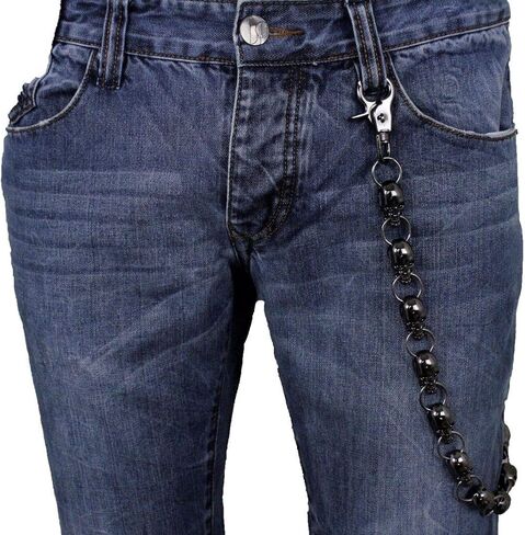 Men Women Fashion Wallet Chain Pewter Color Metal Skeleton Skulls Charms in Saudi Arabia