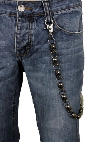 Men Women Fashion Wallet Chain Pewter Color Metal Skeleton Skulls Charms in Saudi Arabia