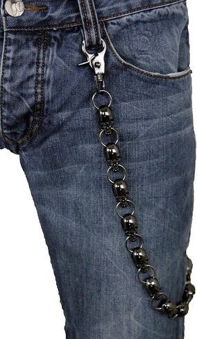 Men Women Fashion Wallet Chain Pewter Color Metal Skeleton Skulls Charms in Saudi Arabia