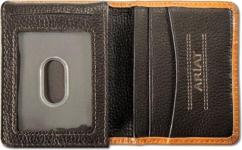 ARIAT Men's Bifold Flip Leather Wallet with Basket Weave & Floral Embossing and Shield Concho in Saudi Arabia