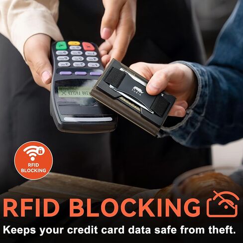 محفظة ثلاثية الطي للرجال نحيفة: حامل بطاقة ائتمان بجيب أمامي رفيع يعمل بتقنية Rfid - محافظ جلدية صغيرة مع لوحات معدنية مع حزام للنقود - يسهل حملها يوميًا للرجال النبلاء in Saudi Arabia
