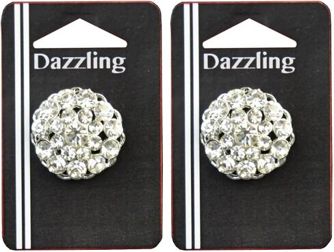 1-inch Round Rhinestone Button 1 Piece, Silver/Crystal in Kuwait