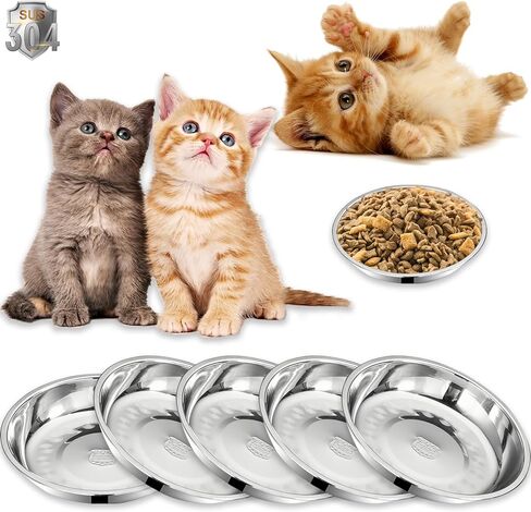 3Packs Cat-Bowls Cat Food Bowl - 6.2 Inch 304 Stainless Steel Cats Feed Bowl for Indoor Cats Shallow and Wide Wet Food Plate Pet Feeding Whisker Fatigue Relief Pet Plate for Kitten Puppy Small Dog in Kuwait