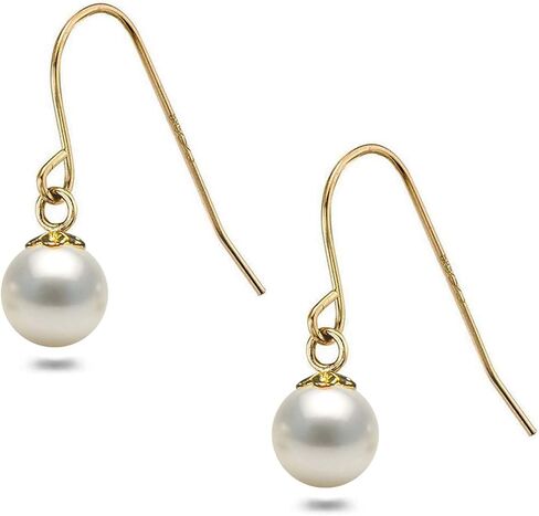 Japanese Akoya Cultured Pearl Drop Earrings AAA Graded 6-10mm White Dangle Earrings for Women with Sterling Silver Settings and Jewelry Gift Box - Orien Jewelry in Saudi Arabia