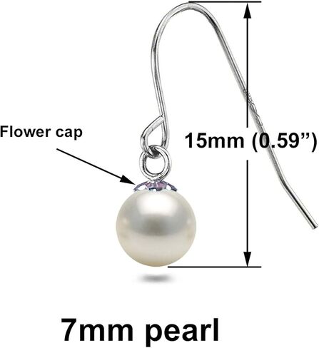 Japanese Akoya Cultured Pearl Drop Earrings AAA Graded 6-10mm White Dangle Earrings for Women with Sterling Silver Settings and Jewelry Gift Box - Orien Jewelry in Saudi Arabia