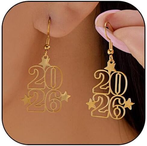 Cute Christmas Earrings Number Dangle Earrings for Women 2026 Happy New Year Dangle Earrings new year holiday Party outfit Jewelry Gifts in Saudi Arabia