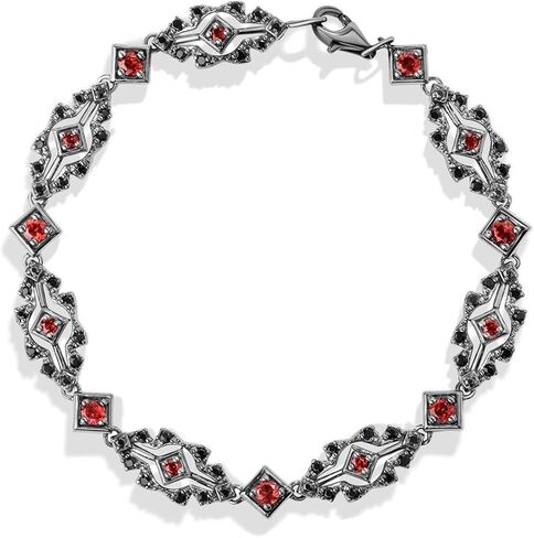 Jewelili Star Wars™ Fine Jewelry DARTH MAUL WOMEN'S BRACELET 1/10 CT.TW. Black Diamonds with Garnet in Sterling Silver with Black Rhodium in Saudi Arabia