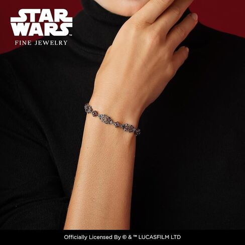 Jewelili Star Wars™ Fine Jewelry DARTH MAUL WOMEN'S BRACELET 1/10 CT.TW. Black Diamonds with Garnet in Sterling Silver with Black Rhodium in Saudi Arabia