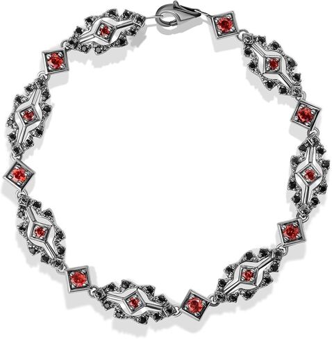Jewelili Star Wars™ Fine Jewelry DARTH MAUL WOMEN'S BRACELET 1/10 CT.TW. Black Diamonds with Garnet in Sterling Silver with Black Rhodium in Saudi Arabia