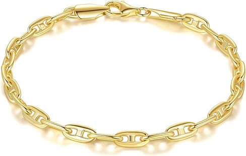 أساور ذهبية 14 قيراط للنساء سوار سلسلة مارينر من الذهب الفاخر للنساء والرجال، طبقات من الأساور النسائية، هدايا مجوهرات لها (6.5 بوصة، 7 بوصة، 7.5 بوصة، 8 بوصة، 9 بوصة) in Kuwait