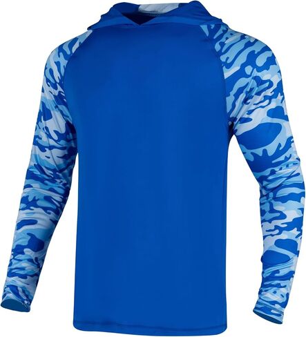 Men's Fishing Shirt with Hood,UPF 50+ Sun Protection Hoodie Camo Long Sleeve Shirts High Visibility Safety T Shirt in Saudi Arabia