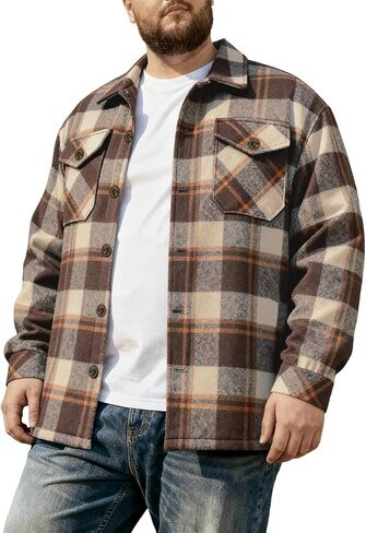 قميص رجالي من الفلانيل كبير وطويل منقوش، سترة بأكمام طويلة وأزرار ناعمة، 3XL-7XL in Kuwait