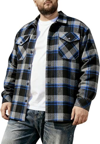 قميص رجالي من الفلانيل كبير وطويل منقوش، سترة بأكمام طويلة وأزرار ناعمة، 3XL-7XL in Kuwait