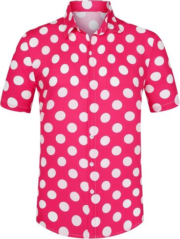 Lars Amadeus Polka Dots Dress Shirts for Men's Slim Fit Short Sleeves Button Summer Shirts in Saudi Arabia
