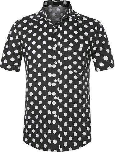 Lars Amadeus Polka Dots Dress Shirts for Men's Slim Fit Short Sleeves Button Summer Shirts in Saudi Arabia