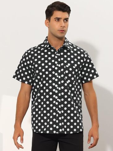 Lars Amadeus Polka Dots Dress Shirts for Men's Slim Fit Short Sleeves Button Summer Shirts in Saudi Arabia