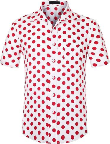 Lars Amadeus Polka Dots Dress Shirts for Men's Slim Fit Short Sleeves Button Summer Shirts in Saudi Arabia