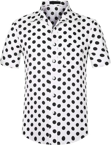 Lars Amadeus Polka Dots Dress Shirts for Men's Slim Fit Short Sleeves Button Summer Shirts in Saudi Arabia
