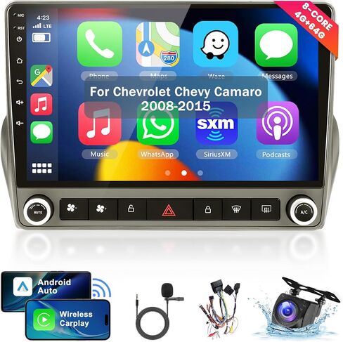 𝟖𝐂𝐨𝐫𝐞 𝟐+𝟔𝟒𝐆 Car Stereo for Chevrolet Chevy Camaro 2008-2015 Android Car Stereo Wireless Carplay Android Auto,9“ IPS Touchscreen Car Radio,GPS,WiFi,32EQ 𝐃𝐒𝐏,Bluetooth5.0,SWC,Backup Camera in Kuwait