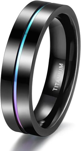 TIGRADE 5mm 7mm 9mm Rainbow Titanium Ring Colorful Thin Groove Wedding Band Couple Rings for Women Men Size 3-14.5 in Saudi Arabia